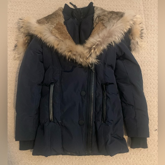 Rudsak Atelier Noir Navy down filled Jacket with Fur hood size XS - Picture 2 of 7